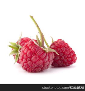 Ripe raspberries isolated on white background cutout