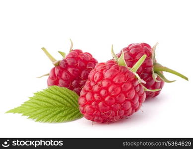 Ripe raspberries isolated on white background cutout