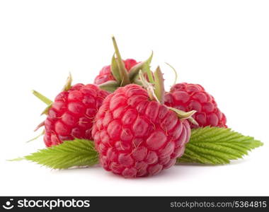 Ripe raspberries isolated on white background cutout