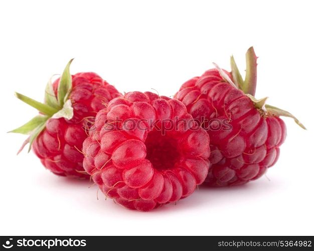 Ripe raspberries isolated on white background cutout