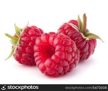 Ripe raspberries isolated on white background cutout