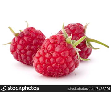 Ripe raspberries isolated on white background cutout