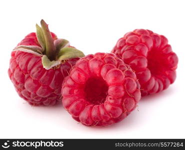 Ripe raspberries isolated on white background cutout