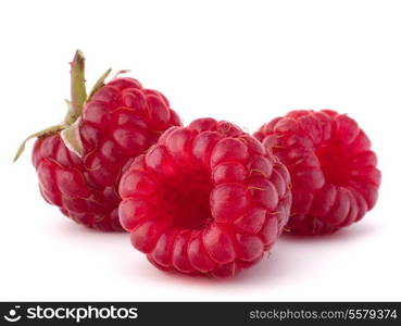 Ripe raspberries isolated on white background cutout