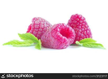 Ripe raspberry isolated on a white background