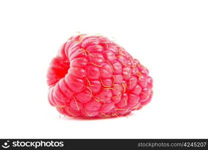 Ripe raspberry on a white background