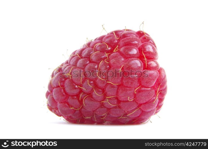 Ripe raspberry on a white background