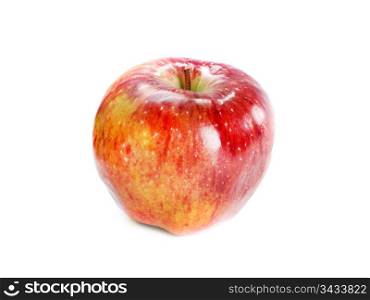 Ripe red apple fruit Isolated on a white background.