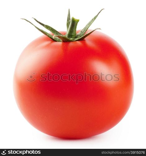 Ripe red fleshy tomatoes isolated on white background