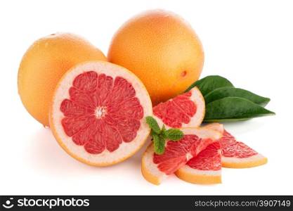 Ripe red grapefruit isolated on white background