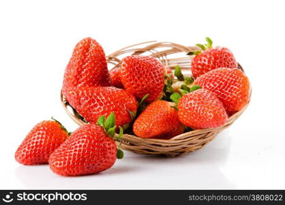 Ripe red strawberries on white background isolated