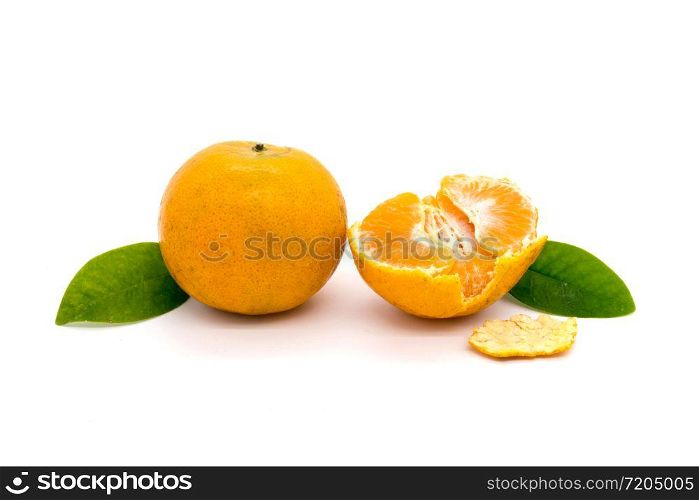 ripe tangerine isolated on white background