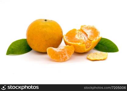 ripe tangerine isolated on white background