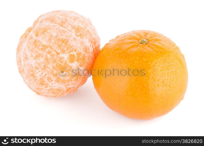 Ripe tangerine or mandarin isolated on white background