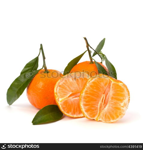 Ripe tasty tangerines isolated on white background