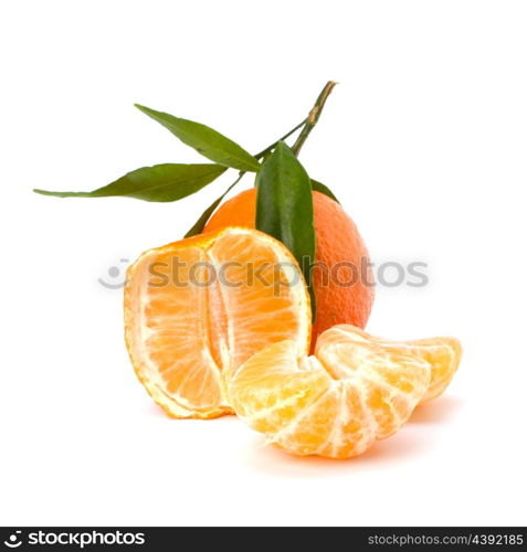 Ripe tasty tangerines isolated on white background