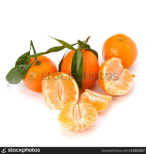 Ripe tasty tangerines isolated on white background