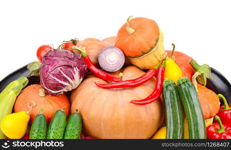 Ripe vegetables isolated on white background