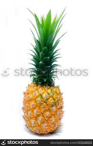 ripe vivid pineapple isolated over white background