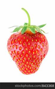 Ripe whole strawberry isolated on a white background in close-up