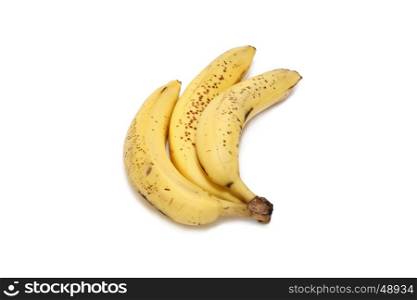 Ripe yellow bananas isolated on white background