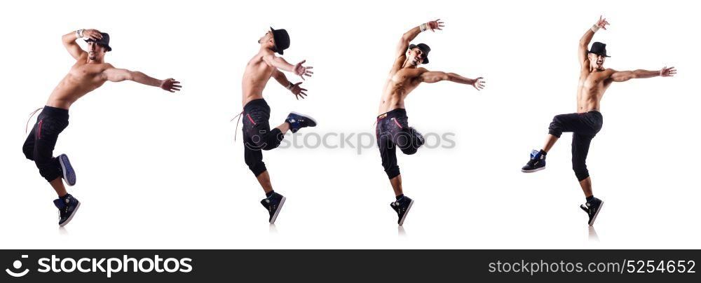 Ripped dancer isolated on the white