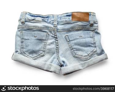 Ripped handmade jeans shorts isolated on white background. with clipping path