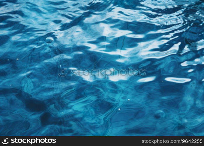 Rippled, blue water surface with light reflections. Underwater. Abstract background. Spa, vacation concept. Ocean, pool or sea. Generative AI. Rippled, blue water surface with light reflections. Underwater. Abstract background. Spa, vacation concept. Ocean, pool or sea. Generative AI.