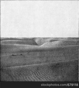 Ripples of desert sand, vintage engraved illustration. From the Universe and Humanity, 1910.