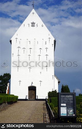 RISE, DENMARK - CIRCA JULY 2019 Oster Logum kirke church