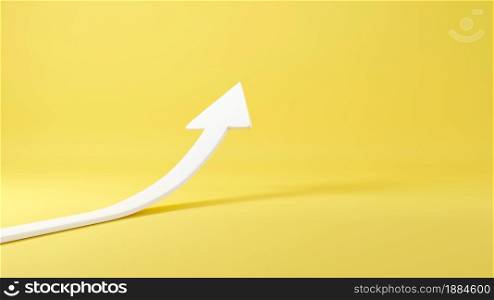 Rising arrow curve pointing up symbol with copy space, progress growth and success, showing growth target of stock market, business planning new strategy, business and finance, 3D render illustration