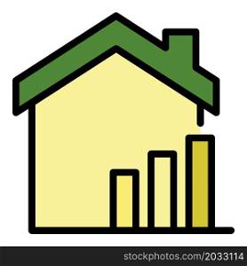 Rising real estate prices icon. Outline rising real estate prices vector icon color flat isolated. Rising real estate prices icon color outline vector