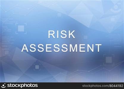 Risk assessment word on blue blurred and polygon background