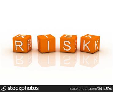 Risk Blocks, orange color on white background