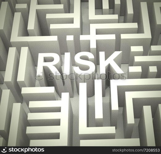 Risk management icon concept means mitigating against danger and threats. Dealing with perceived threats or vulnerable pitfalls - 3d illustration
