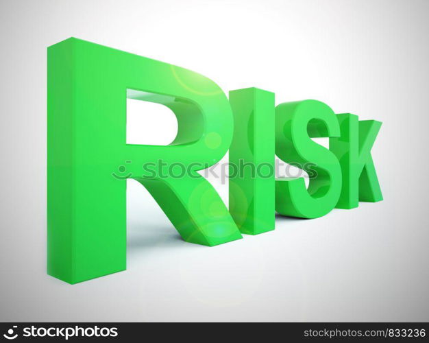 Risk management icon concept means mitigating against danger and threats. Dealing with perceived threats or vulnerable pitfalls - 3d illustration. Risk Word In Red Showing Peril And Uncertainty