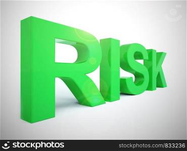 Risk management icon concept means mitigating against danger and threats. Dealing with perceived threats or vulnerable pitfalls - 3d illustration. Risk Word In Red Showing Peril And Uncertainty
