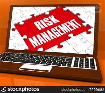 . Risk Management On Laptop Showing Risky Analysis And Vulnerable Methods