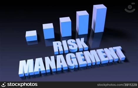 Risk management. Risk management graph chart in 3d on blue and black