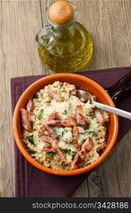 risotto with mushrooms and bacon