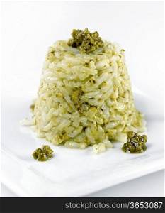 Risotto With Pesto Sauce ,Close Up