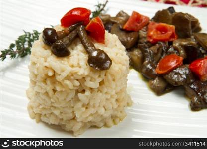 risotto with tomaotes and mushrooms