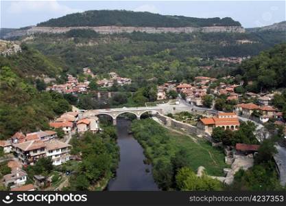 River and buildings in Veliko Tirnovo, Bulgaria
