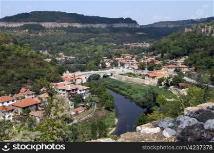 River and buildings in Veliko Tirnovo, Bulgaria