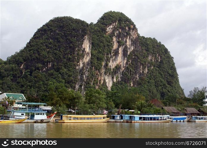 River and hill in south Thailand near Phang Nga