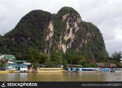 River and hill in south Thailand near Phang Nga