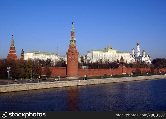 River and Moscow Kremlin in Russia