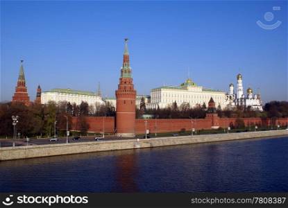 River and Moscow Kremlin in Russia