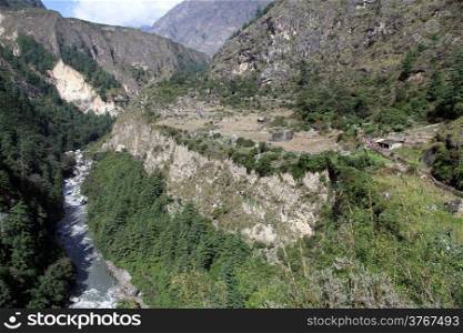 River and mountain area in Nepal
