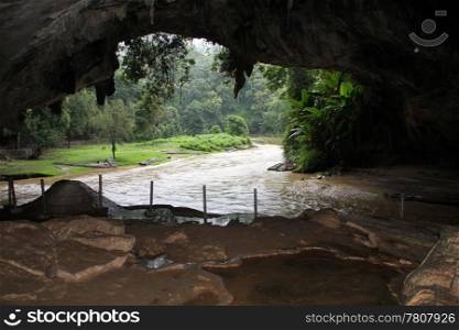 River and pool in Tham Nam Lod cave, Northern Thailand